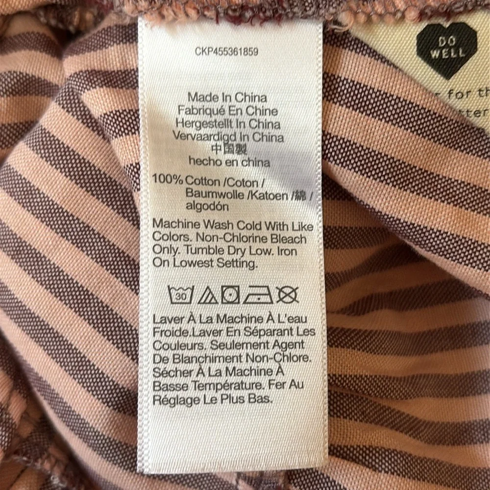NWOT Madewell Top Puff-Sleeve Peplum Wrap Top Women’s XS Stripes Pink Cotton